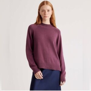 Quince Mockneck Cotton Sweater in Eggplant